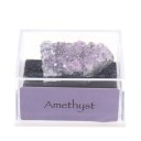 Scatola con minerali grezzi Esempi di pietre in una scatola trasparente con base nera e etichetta con il nome del minerale Dimensioni 4 x 3 x 2 cm 3
