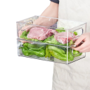 Scatola di stoccaggio in plastica trasparente 25,5 x 15,1 x 7,6 cm organizer con manici scatola in plastica per cucina, bagno e casa 3