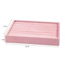 Scatola in velluto per anelli 20 × 15 × 3 cm velluto rosa organizer per anelli e orecchini con supporti cilindrici 2