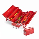 Scatola metallica per attrezzi 3 livelli e 5 scomparti Portatile pieghevole con manico 45,7 x 20 x 21,5 cm Acciaio rosso Per officina magazzino e garage 3
