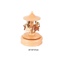 Scatola musicale girevole in legno con cavalli meccanismo manuale 10 × 10 × 17 cm decorazione in legno naturale cameretta 3