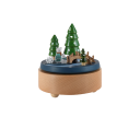 Scatola musicale in legno con motivo forestale orso e alberi 12 × 11 cm legno naturale decorazione multicolore cameretta 1