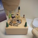 Scatola musicale in legno con tema castello principe principessa carrozza legno naturale decorazione multicolore stanza dei bambini 2