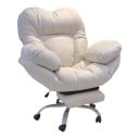 Scaun mare moale pe roți cu suport pentru picioare extensibil Înălțime ajustabilă și rotativă 100–110 x 80 cm Țesătură și spumă 1