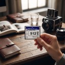 Scheda di memoria CompactFlash CF 512 MB 4,2 x 3,6 cm Biancoazzurra Per fotocamera digitale Per fotografie e dati In dispositivi con slot CF 5
