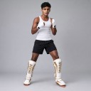 Schienbeinschützer mit Fußrücken Muay Thai Größe L Höhe 165–190 cm Verstärktes Design Für Erwachsene Box 17