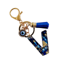 Schlüsselanhänger 4 cm Epoxidharz Schlüsselanhänger Blaue Initialen und schützendes Auge Dekorative Verzierung für Handtasche Rucksack Geschenk für Frauen 22