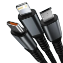 Schnelllade-USB-Kabel 3in1 1,2m Leichtes geflochtenes Kabel 100W 5A USB A auf Lightning + USB C + Micro USB Datenkabel Handy 7