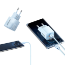 Schnellladegerät-Adapter, 20 W GaN USB C und USB A Dual-Port-Ladegerät mit USB A auf USB C PD QC 3.0-Kabel, EU-Stecker, Schnellladung 100–240 5