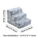 Schody pre psov 3 stupne 33 x 39 x 29 cm mäkký poťah šedá s potlačou kostí pre posteľ pohovku a domáce zvieratá 3