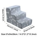 Schody pre psov 3 stupne 37 x 54 x 39 cm mäkký poťah šedá s potlačou kostí pre posteľ pohovku a domáce zvieratá 3