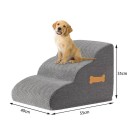 Schody pre psov 3 stupne 55 x 40 x 35 cm mäkký textilný poťah šedá pre posteľ pohovku sedačku a domáce zvieratá 2