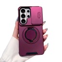 Schokbestendig pantserhoes voor Samsung Galaxy S25 Ultra Met uitschuifbare ronde standaard en schuifklep voor de camera Polycarbonaat en TPU 19