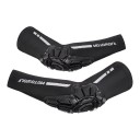 Schützer für Ellenbogen für Motorrad und MTB mit geformtem Schutzschild in elastischem Sleeve über Unterarm und Arm in Schwarz für Motorradfahrer 1