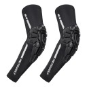 Schützer für Ellenbogen für Motorrad und MTB mit geformtem Schutzschild in elastischem Sleeve über Unterarm und Arm in Schwarz für Motorradfahrer 11