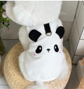 Schwarz-weiße Hundeweste XS Niedlicher Anzug mit Panda-Gesicht Leinenring Bequeme Stoffjacke für kleine Hunde bis 1,25 kg 30 cm Brust 2