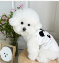 Schwarz-weiße Hundeweste XS Niedlicher Anzug mit Panda-Gesicht Leinenring Bequeme Stoffjacke für kleine Hunde bis 1,25 kg 30 cm Brust 3