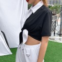 Schwarz-weißes Crop-Top für Damen 6