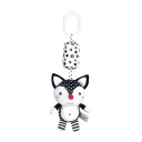 Schwarz-weißes Hängespielzeug für Babys 32 x 8 cm Plüschfuchs mit Glöckchen und Clip für Kinderwagen, Kinderbett, Autositz, Entwicklungsrassel 1