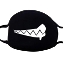 Schwarze Baumwoll-Winter-Warmhaltemaske Unisex mit verstärktem Mundschutz und Cartoon-Zahn-Muster Schutz vor Kälte, Wind, Staub 1