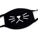 Schwarze Baumwoll-Winterwärme Halbgesichtsmaske Unisex Verdickte Mundmaske mit Katzenmuster Schutz gegen Kälte und Wind 1