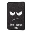Schwarze Flip-Hülle 6 Zoll für Kindle 10. Generation 2019 mit Druck von bewölkten Augen und dem Schriftzug Don't touch me sowie mit Trageband 1