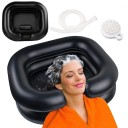 Schwarze tragbare aufblasbare Shampoowanne 58×52×19cm zum Haarewaschen im Sitzen und Liegen am Bett leichte Haarwaschwanne für die häusliche Pflege 2