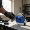 Schweißmagnet FM1-M Pfeilwinkel 45 und 90 Grad Tragkraft 50 kg Abmessungen 16,3 x 11,2 x 2,3 cm Blau Zum Schweißen 3