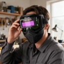 Schweißmaske mit automatischer Abdunkelung Schlagfester Gesichtsschutz Größe 18 x 18 cm Material PP Schwarz Für Schweißen und Schleifen 6