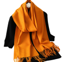 Sciarpa da donna 33x180 cm Sciarpa morbida monocolore con frange Accessorio leggero e caldo in poliestere Sciarpa elegante per autunno e inverno 48