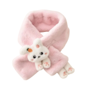 Sciarpa per bambini 60–80 cm con coniglietto 3D carino e zampette Accessorio morbido e caldo in poliestere Sciarpa invernale comoda 3