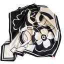 Sciarpa quadrata da donna 90 x 90 cm Motivo floreale elegante Accessorio di moda in poliestere leggero Sciarpa da donna stilosa con delicato motivo floreale per l'uso quotidiano 3