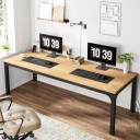Scrivania per computer 199 cm con piano marrone in effetto legno e gambe nere quadrate Scrivania per due Capacità di carico fino a 90 kg 8