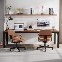 Scrivania per computer 199 cm con piano marrone in effetto legno e gambe nere quadrate Scrivania per due Capacità di carico fino a 90 kg 6