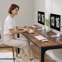 Scrivania per computer 199 cm con piano marrone in effetto legno e gambe nere quadrate Scrivania per due Capacità di carico fino a 90 kg 7