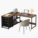 Scrivania per computer a forma di L 149 cm con quattro cassetti e due ripiani aperti Scrivania angolare con gambe squadrate 6
