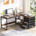 Scrivania per computer a forma di L 149 cm con quattro cassetti e due ripiani aperti Scrivania angolare con gambe squadrate 8
