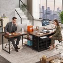 Scrivania per computer a forma di L 149 cm con quattro cassetti e due ripiani aperti Scrivania angolare con gambe squadrate 10
