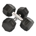 Sechseckige Kurzhanteln 6 kg 2 Stk 28,8 x 11,5 cm mit geriffeltem Griff schwarze und silberne Hanteln für das Training zu Hause und im Fitnessstudio 1