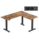 Secretária de canto eléctrica ajustável em altura em forma de L com 2 tomadas AC e 2 portas USB 160 x 140 cm altura 72 a 120 cm capacidade 80 kg para trabalho 3