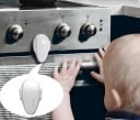Sécurité enfant pour boutons de four et de cuisinière 2 pcs Couvercle en plastique blanc de bouton 7,5 x 4,7 cm Protection contre les rotations 2