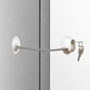Security Lock for Cabinets with Metal Cable and Key Door Locking Mechanism Metal Alloy White Finish Dimensions 24.5 x 5.5 cm 2