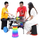 Sedia telescopica pieghevole in plastica altezza fino a 45 cm 25 x 6 cm Sgabello portatile regolabile con maniglia Sedia da campeggio resistente 4