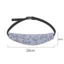 Šedý upevňovací pás na čelo dítěte do autosedačky 28 x 8 cm Bezpečnostní popruh s nastavitelným páskem 105 cm Pohodlná podpora hlavy 3