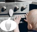 Segurança infantil para botões de forno e fogão 2 pcs Capa de plástico branca para botão 7,5 x 4,7 cm Proteção contra giros indesejados 2