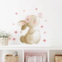 Seinätekstiili 30 x 40 cm Vinyyli Boho piirretty pupu perhonen ja kukat Lastenhuoneen koriste 2