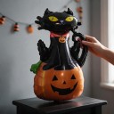 Seisova ilmapallo Musta kissa kurpitsalla kaulapannalla 68 x 97 cm Musta ja oranssi Halloween koriste kotiin ja lastenhuoneeseen 6