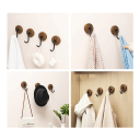 Self-Adhesive Wall Hook 6 cm Hanging Hook Made of Walnut Wood and Metal No Drilling Wooden Towel Hook Keys Kitchen Bathroom 4