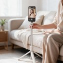 Selfie-stang med stativ 1,7 m med Bluetooth fjernbetjening Teleskopisk 42 til 170 cm Telefonholder til højformat og bredformat Hvid 2