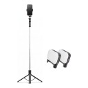 Selfie-stang med stativ 1,7 m og 2 LED-lys med Bluetooth-fjernbetjening Rotérbar telefonholder 360° 1/4 gevind Rustfrit stål Sort til videoer 1